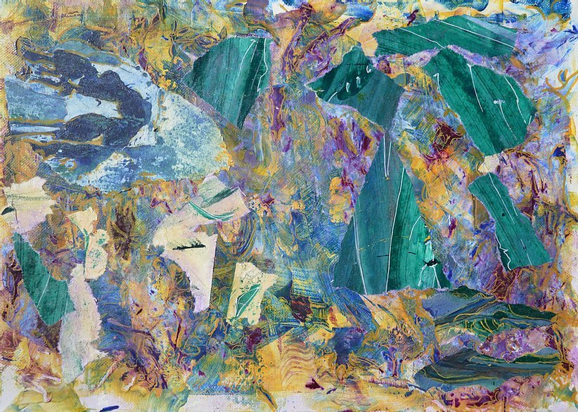 Aleksandra Durman 'Gold Thread' (Acrylics & Paper on Canvas 30 x 42 cm) 2021 Aleksandra Durman 'Gold Thread' (Acrylics & Paper on Canvas 30 x 42 cm) 2021