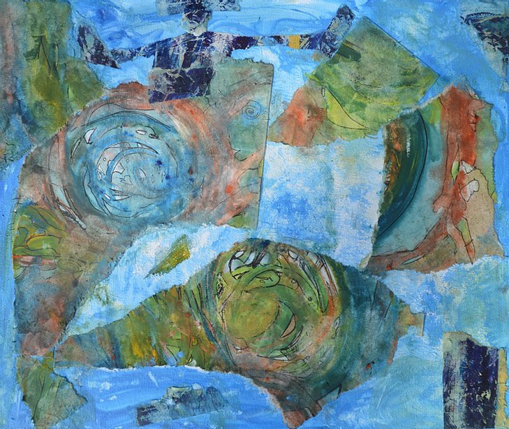 Aleksandra Durman 'Happy Swirl' (Acrylics & Paper on Canvas 25 x 30 cm) 2020 'Happy Swirl' (Acrylics & Paper on Canvas 25 x 30 cm) 2020