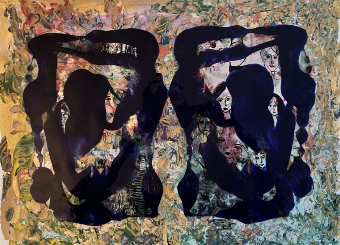 Aleksandra Durman 'Mirandra Twins’ (Acrylics & Acetate on Canvas 36 x 46 cm) 2021