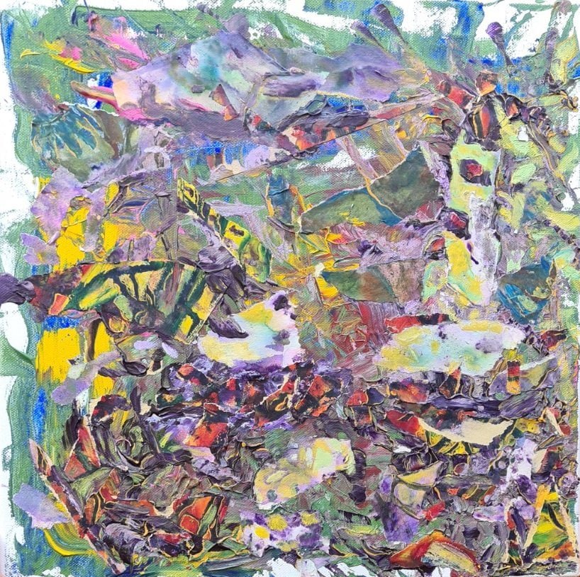 Aleksandra Durman 'Rain Roots' (Acrylics & Paper on Canvas 40 x 40 cm) 2022