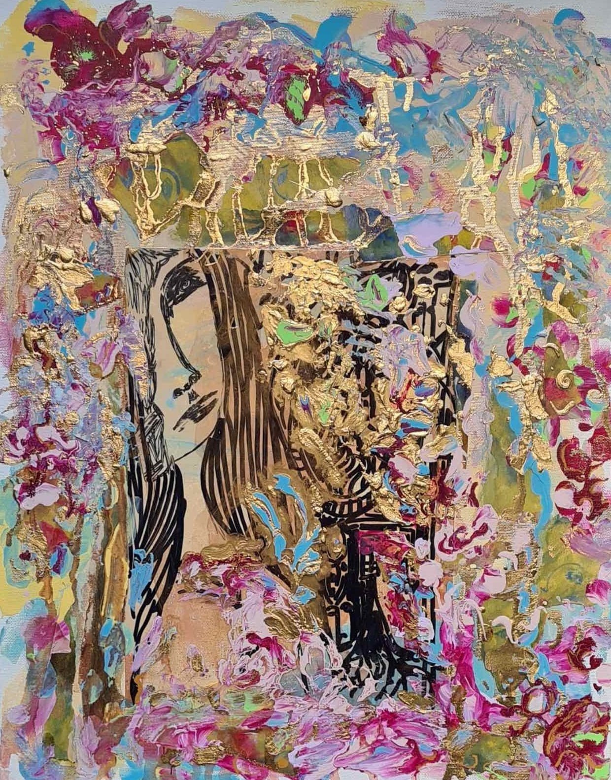 Aleksandra Durman 'Thunderclap' (Acrylics, Acetate & Ink on Canvas 50 x 40 cm) 2023