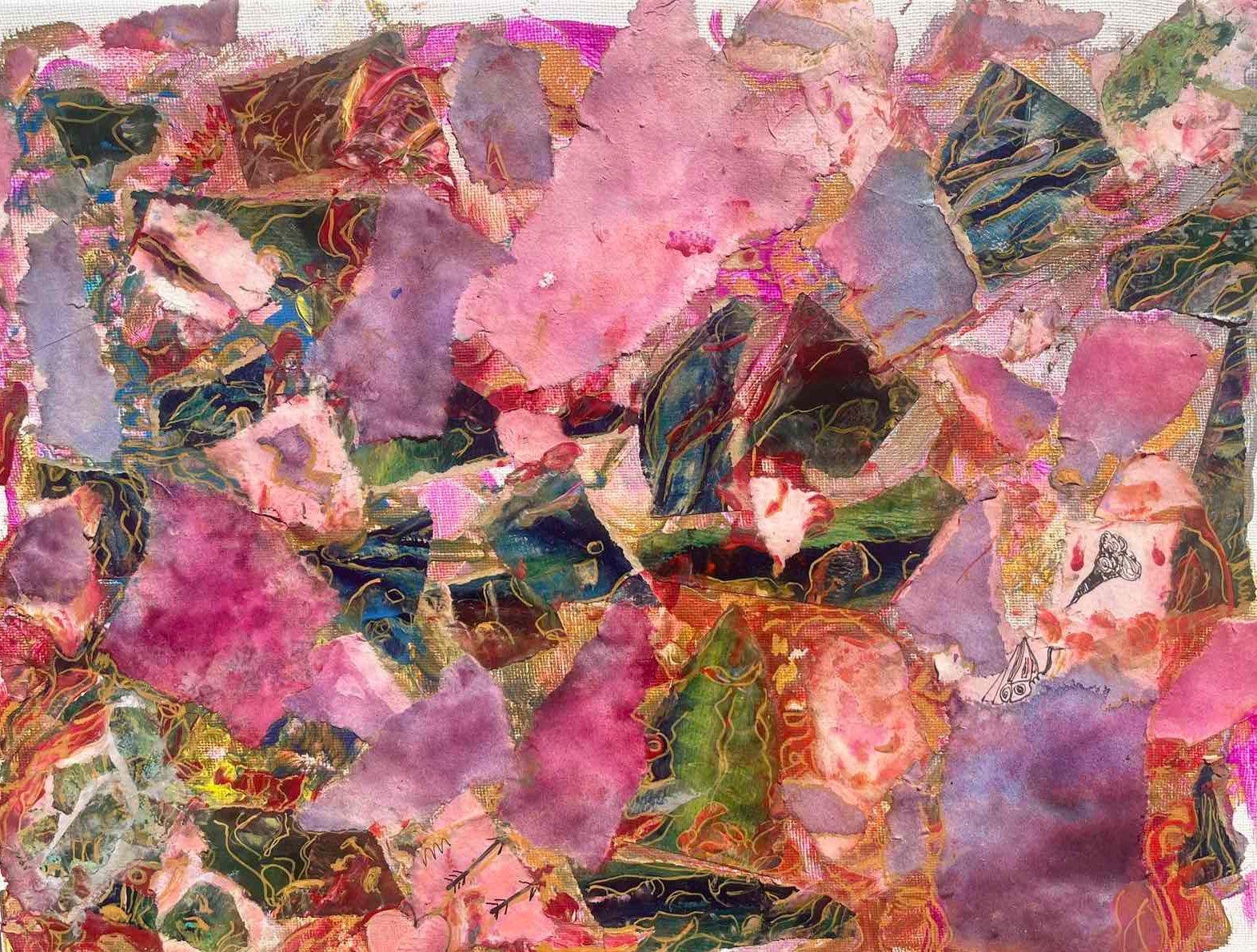 Aleksandra Durman 'Spacer' (Acrylics & Paper on Canvas 30 x 40 cm) 2021