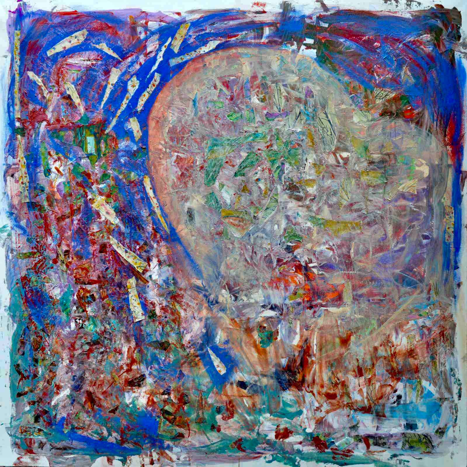 Aleksandra Durman 'Pluto Goes To Party' (Acrylics & Paper on Canvas 150 x 150 cm) 2023