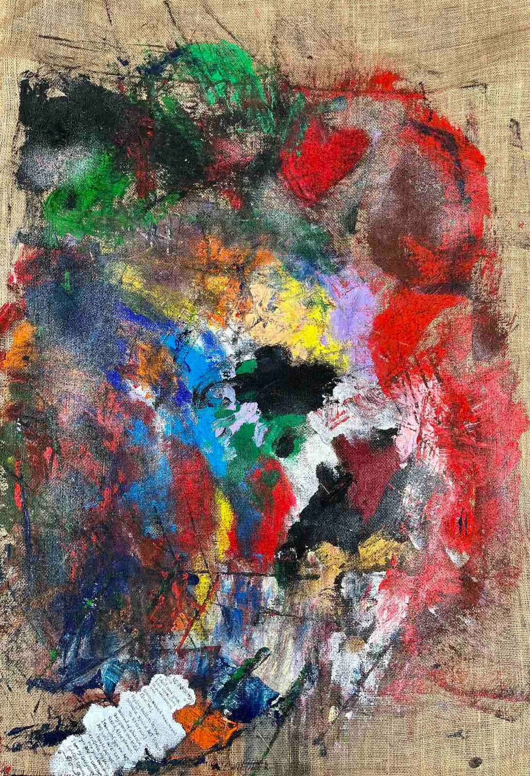 Aleksandra Durman 'Classy Clitoria' (Acrylics & Metallic Glitter Spray on Jute 105 x 155 cm) 2023