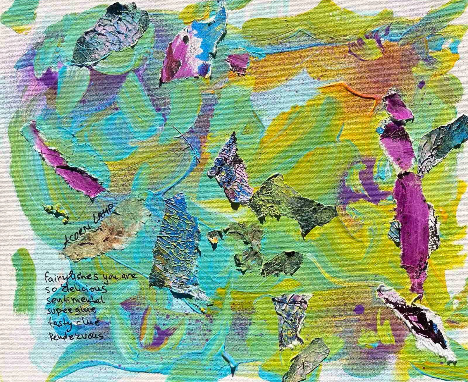 Aleksandra Durman 'Acorn Lamp' (Acrylics & Paper on Canvas 30 x 26 cm) 2023