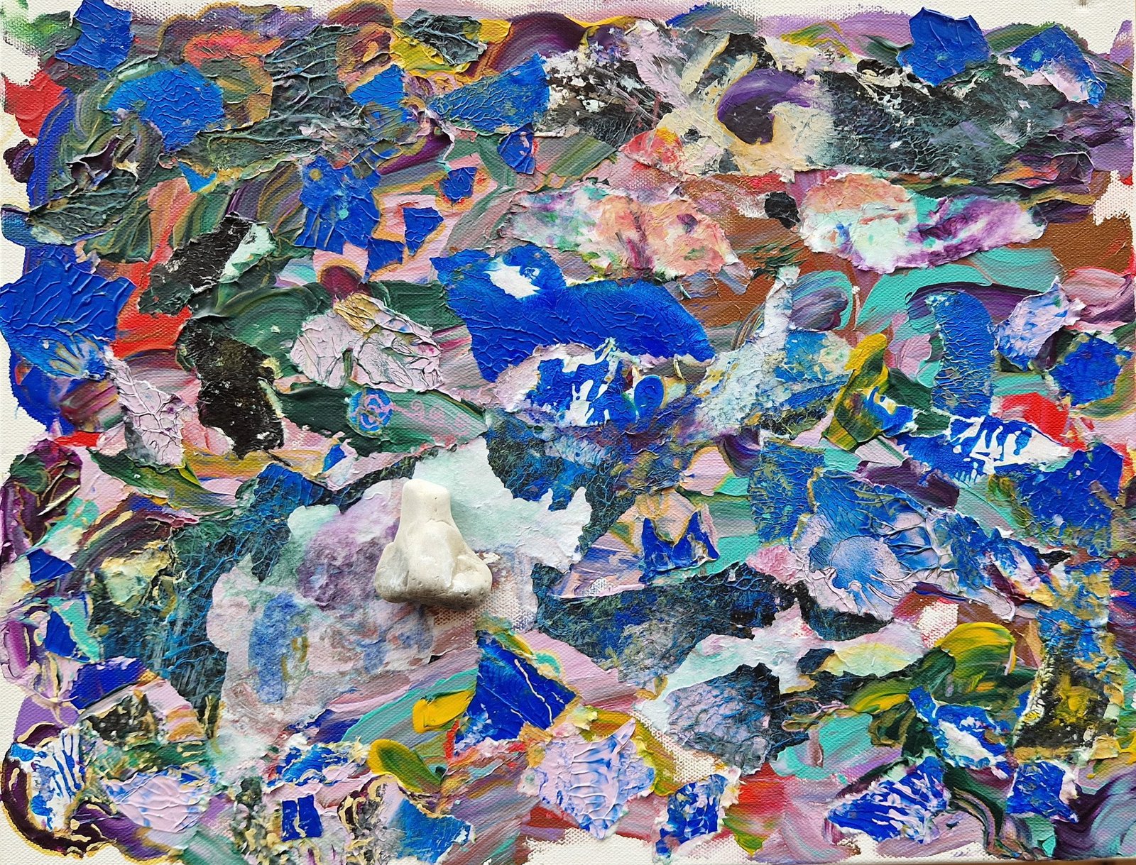 Aleksandra Durman 'Syzygy' (Acrylics, Paper & Pebble on Canvas 36 x 46 cm) 2024